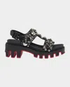 Christian Louboutin Duni Extrazza Leather T-strap Lug-sole Sandals