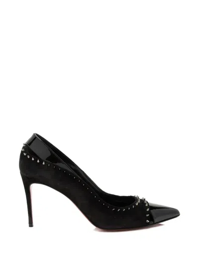 Pre-owned Christian Louboutin Duvette Spikes Pointed Pumps In Black