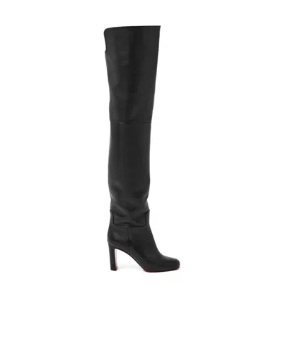 Christian Louboutin Eather Over-the-knee Boots In Black