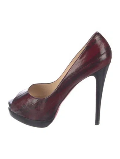 Pre-owned Christian Louboutin Eel Skin Animal Print Pumps In Burgundy