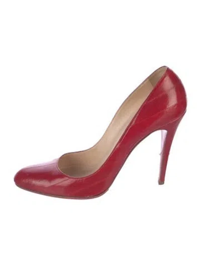Pre-owned Christian Louboutin Eel Skin Pumps In Red