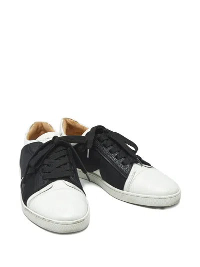 Pre-owned Christian Louboutin Elastikid Lace-up Sneakers In White