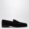 Christian Louboutin No Penny Suede Loafers In Black