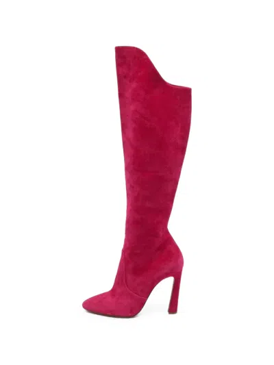 Pre-owned Christian Louboutin Eleonor Pointed-toe Knee-length Boots In Pink