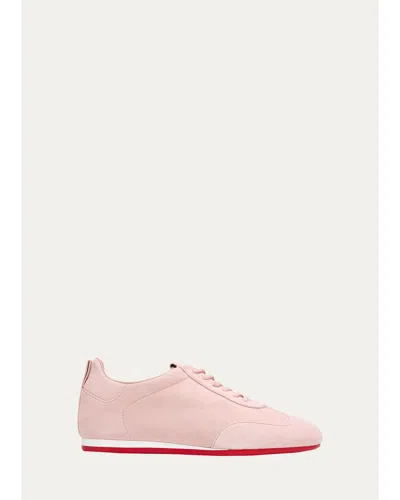 Christian Louboutin Eleonora Flex Suede Low-top Sneakers In Vintage Rose