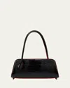 Christian Louboutin Eloise Croc-embossed Leather Shoulder Bag In Black
