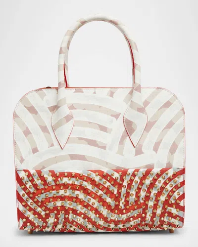 CHRISTIAN LOUBOUTIN ELOISE MEDIUM TOP-HANDLE BAG IN COATED CANVAS AND LEATHER
