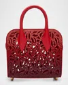 Christian Louboutin Eloise Mini Top-handle Bag In Laser-cut Degrade Strass Leather In Red