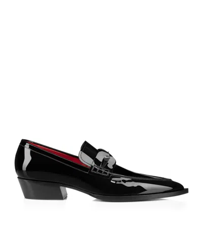 Christian Louboutin Elviriss Patent Leather Spike Loafers In Black