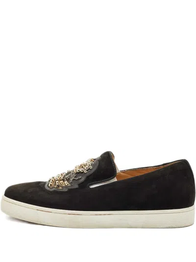 Pre-owned Christian Louboutin Embellished-detail Sneakers In Black