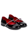 Christian Louboutin Embellished Patent Leather Ballet Flats In Schwarz