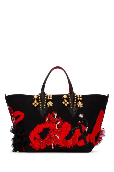 Christian Louboutin Embellished Top Handle Bag In Black