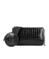 Christian Louboutin Loubila Hybrid Croc Embossed Leather Pouch Crossbody Bag In Black