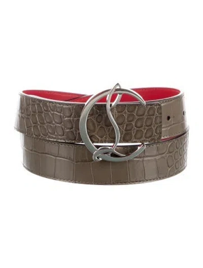 Pre-owned Christian Louboutin Embossed Leather Belt In Green
