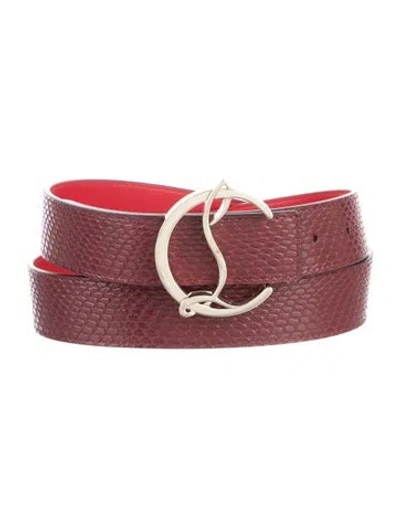 Pre-owned Christian Louboutin Embossed Leather Belt In Red