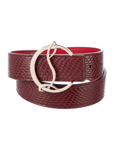 Pre-owned Christian Louboutin Embossed Leather Belt In Red