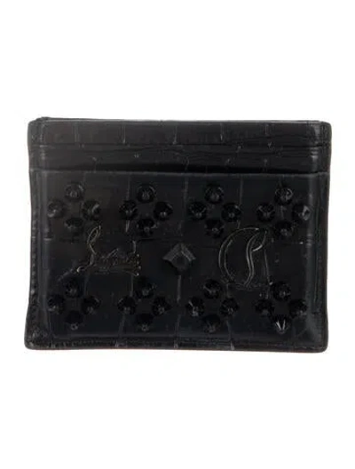 Pre-owned Christian Louboutin Embossed Leather Card Holder In Black
