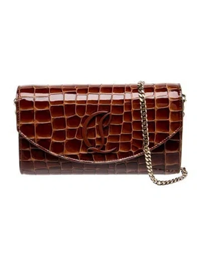 Pre-owned Christian Louboutin Embossed Leather Loubi54 In Red