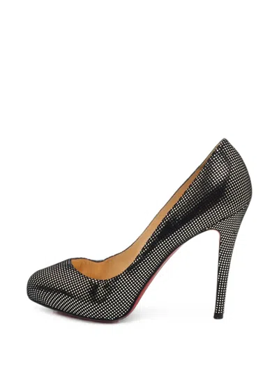 Pre-owned Christian Louboutin Embossed Round-toe Pumps In Black