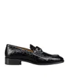 Christian Louboutin Embossed Slip-on Loafers In Black