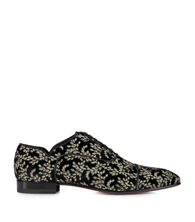 Christian Louboutin Embroidered Oxford Shoes In Black