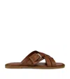 Christian Louboutin Emircross Calfskin Mules In Brown