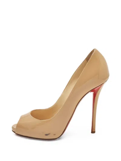 Pre-owned Christian Louboutin Emmanuelle Peep-toe Pumps In Neutral