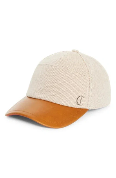 Christian Louboutin Enky Hardware Canvas & Leather Baseball Cap In Brown/terra