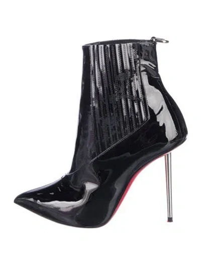 Pre-owned Christian Louboutin Epic 100 Patent Leather Sock Boots In Black