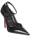 Christian Louboutin Black Patent Leather Erozee Pumps With Ankle Strap In Black