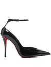 Christian Louboutin Black Patent Leather Erozee Pumps With Ankle Strap In Black