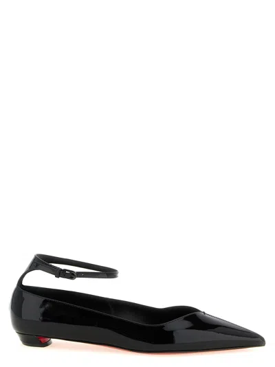 Christian Louboutin Erozeena Satin Point-toe Flats In Black