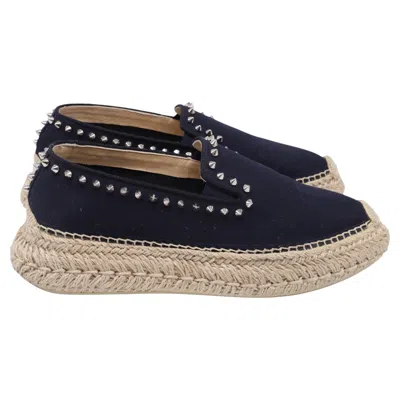 Pre-owned Christian Louboutin Espaboat Espadrille Shoes In Navy Blue Canvas