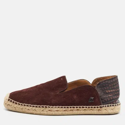 Pre-owned Christian Louboutin Espadon Size 40 Brown Suede Espadrille Flats