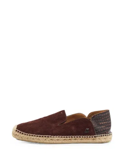 Pre-owned Christian Louboutin Espadon Suede Espadrilles In Brown