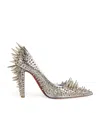 Christian Louboutin Estepic Laminated Leather Spiked Pumps 100 In Silver