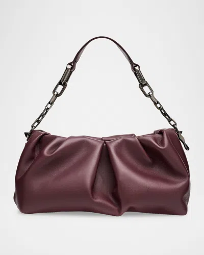 Christian Louboutin Eva Pleated Nappa Leather Shoulder Bag In Burgundy