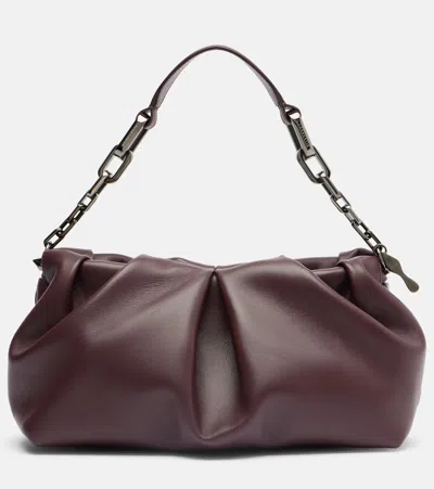 Christian Louboutin Eva Small Leather Shoulder Bag In Burgundy