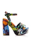 Christian Louboutin Jane Disco Crystal-embellished Printed Satin Platform Sandals In Multi