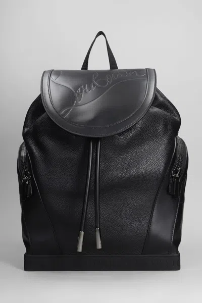 Christian Louboutin Explorafunk Rubber-trimmed Full-grain Leather Backpack In Black/black/black