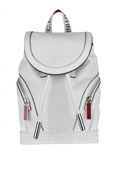 Christian Louboutin Small Explorafunk Empire Leather Backpack In Snow/ Snow-black