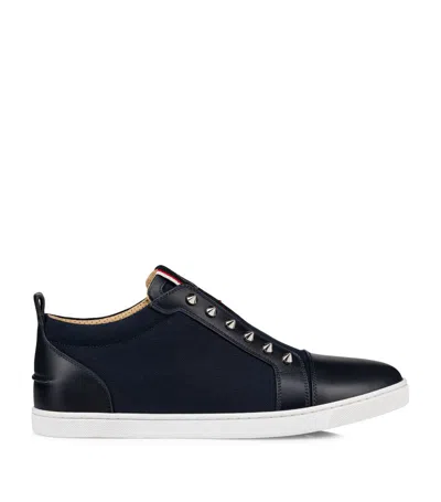 Christian Louboutin F.a.v Fique A Vontade Leather Sneakers In Navy