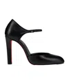 Christian Louboutin 100mm Fanny Demie Leather Ankle-strap Pumps In Black