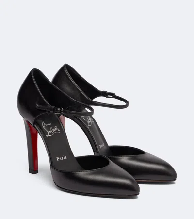 Christian Louboutin 100mm Fanny Demie Leather Ankle-strap Pumps In Black