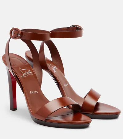Christian Louboutin Fanny Leather Slingback Sandals In Brown