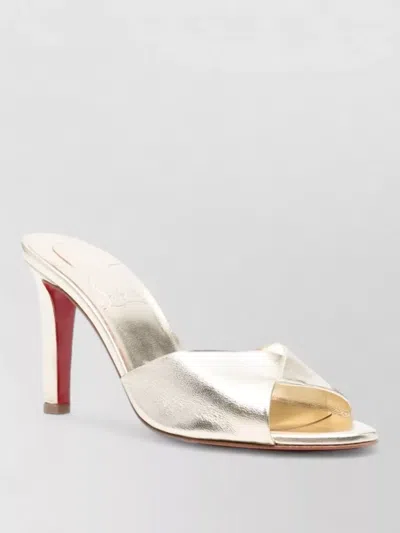 Christian Louboutin Fanny Metallic Peep Toe Leather Mules In Silver