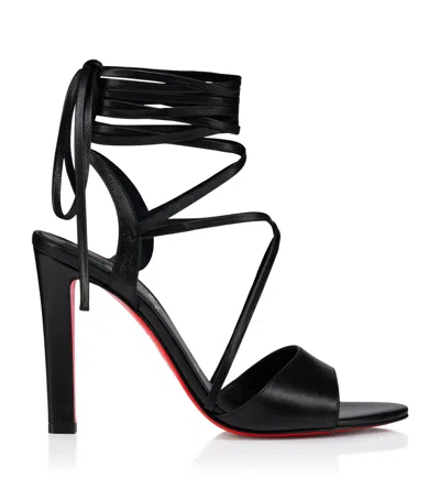 Christian Louboutin 100mm Fanny Randa Leather Ankle-tie Sandals In Black