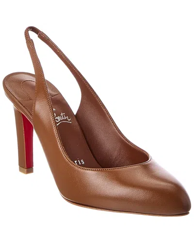 Christian Louboutin Fannylove 85 Leather Slingback Pump In Brown