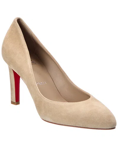 Christian Louboutin Fannylove 85 Suede Pump In Neutral