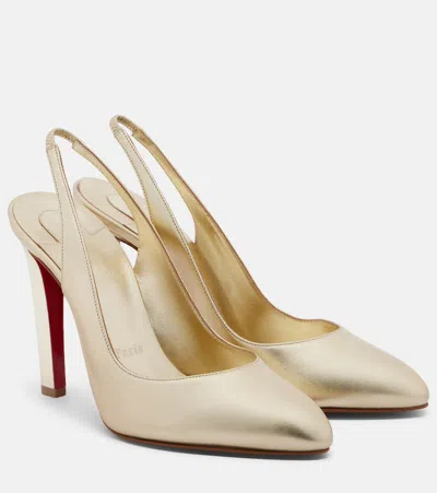 Christian Louboutin Fannylove Metallic Leather Slingback Pumps In Gold